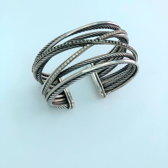 David Yurman Crossover Cuff Bracelet w/Diamonds - Picture 2 of 6